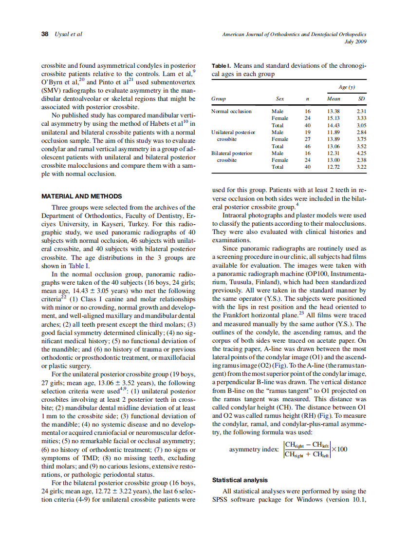 Uysal_Condylar-and-ramal-vertical-asymmetry-in-unilateral-and-bilateral-posterior-crossbite-patients-and-a-normal-occlusion-sample_2009.pdf 第2页