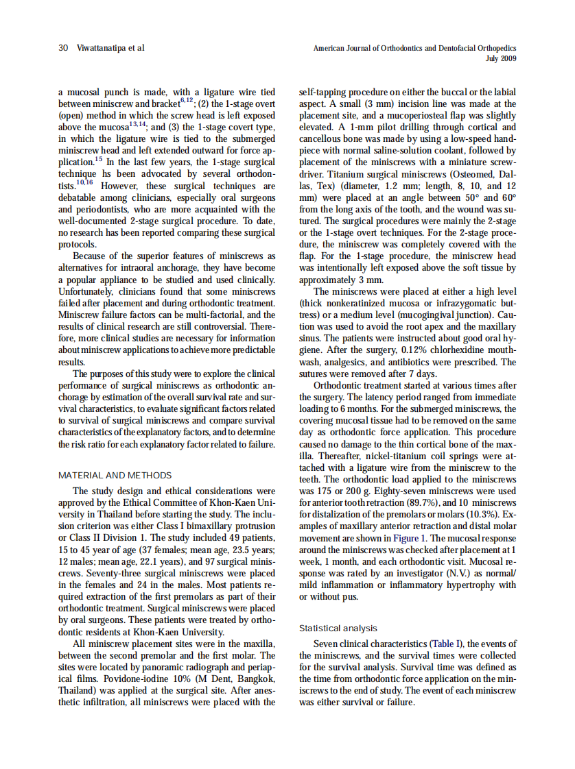 Viwattanatipa_Survival-analyses-of-surgical-miniscrews-as-orthodontic-anchorage_2009.pdf 第2页