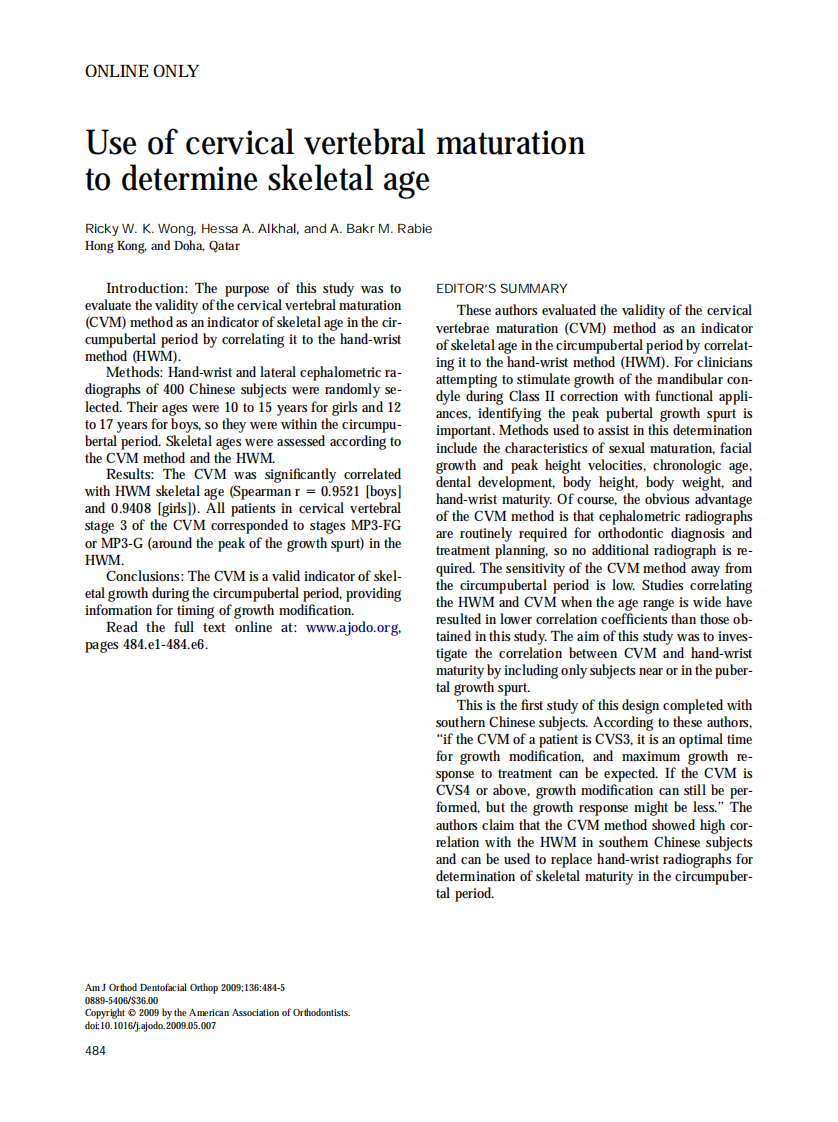Wong_2009_American-Journal-of-Orthodontics-and-Dentofacial-Orthopedics.pdf 第1页