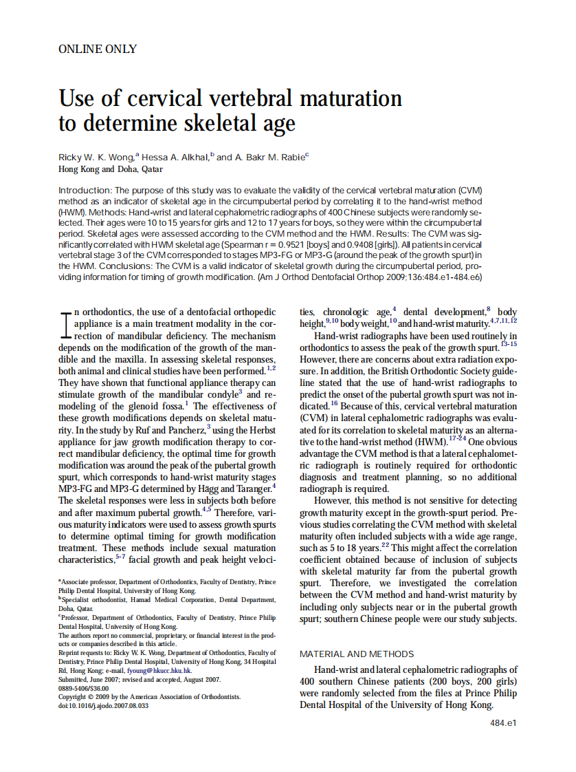 Wong_2009_American-Journal-of-Orthodontics-and-Dentofacial-Orthopedics_1.pdf 第1页