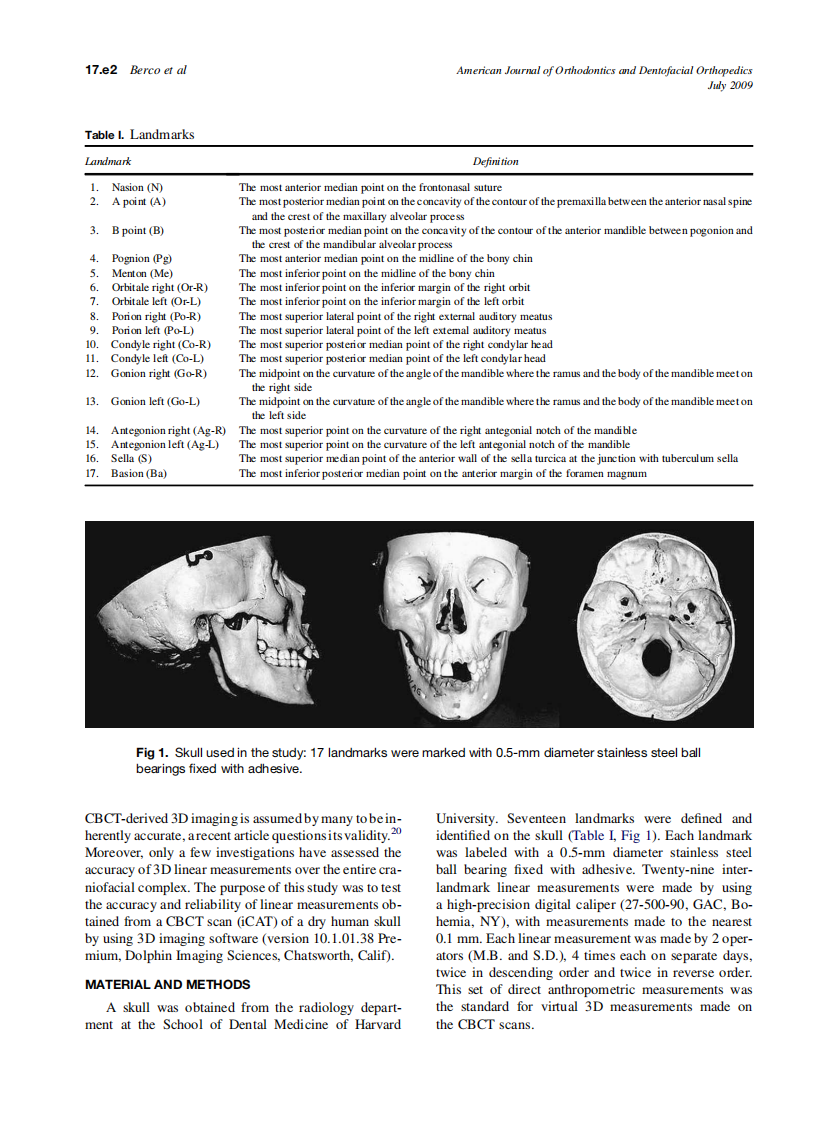 Berco_Accuracy-and-reliability-of-linear-cephalometric-measurements-from-cone-beam-computed-tomography-scans-of-a-dry-human-skull_2009.pdf 第2页