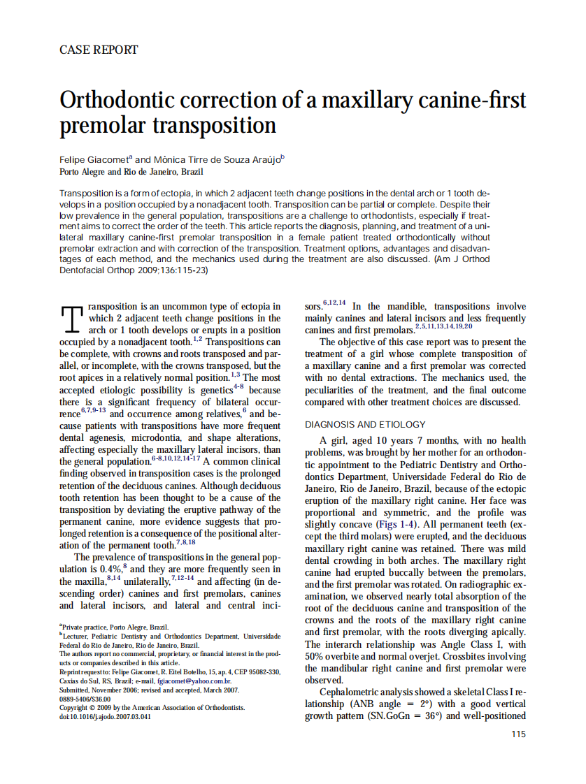 Giacomet_Orthodontic-correction-of-a-maxillary-canine-first-premolar-transposition_2009.pdf 第1页