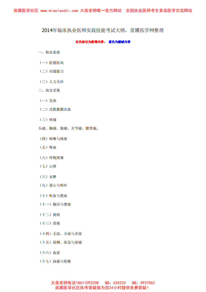2014临床执业医师实践技能+基础综合考试大纲.pdf 第1页