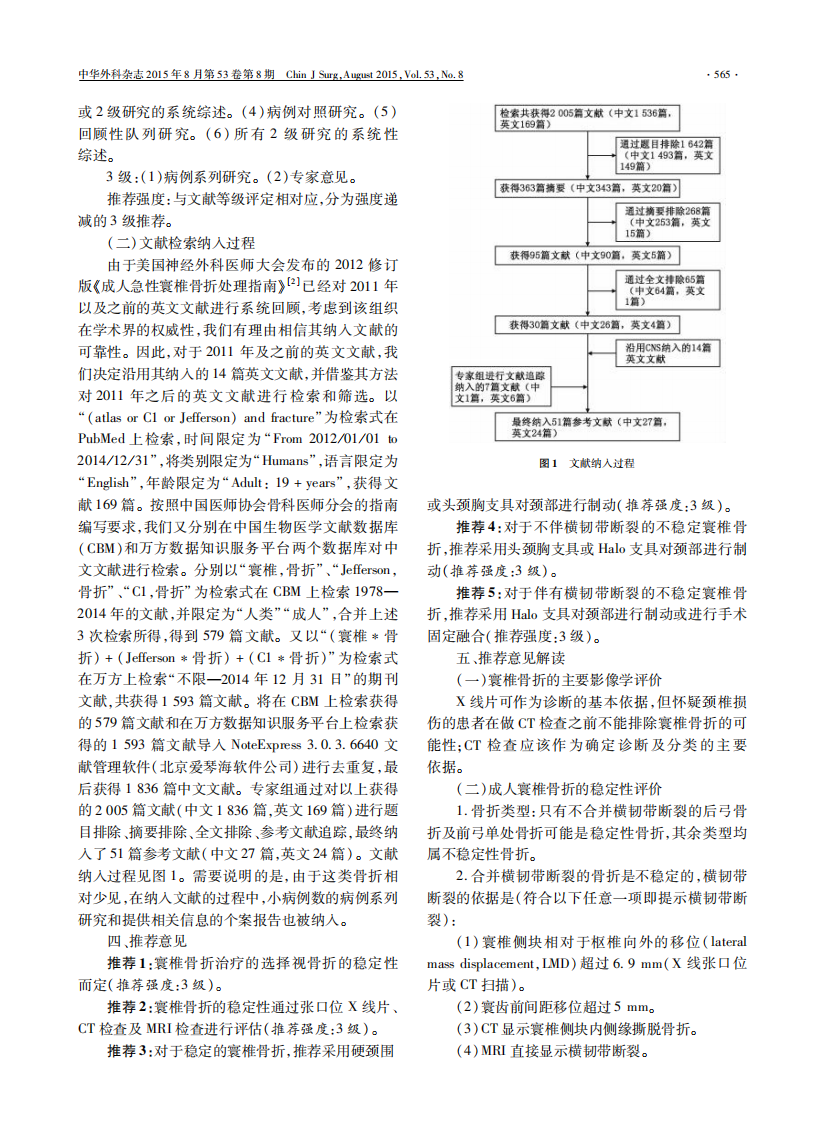 中国医师协会骨科医师分会循证临床诊疗指南：成人急性寰椎骨折循证临床诊疗指南.pdf 第2页