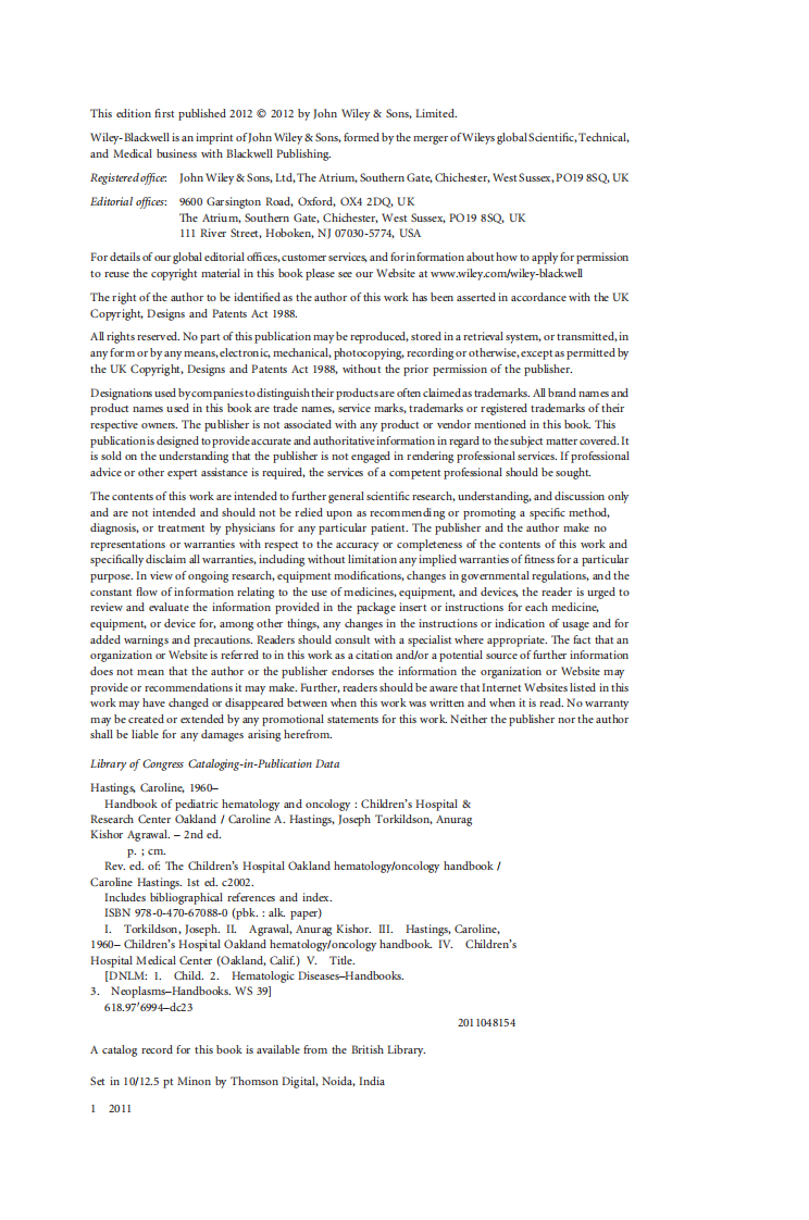 血液学与肿瘤学手册（2012高清英文版）Handbook of Pediatric Hematology and Oncology.pdf 第3页