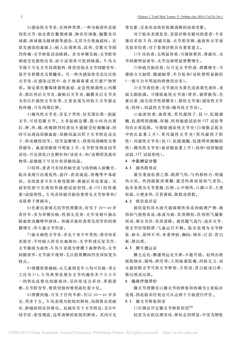 _成人膝关节滑膜炎诊断与临床疗效评价专家共识.pdf 第2页