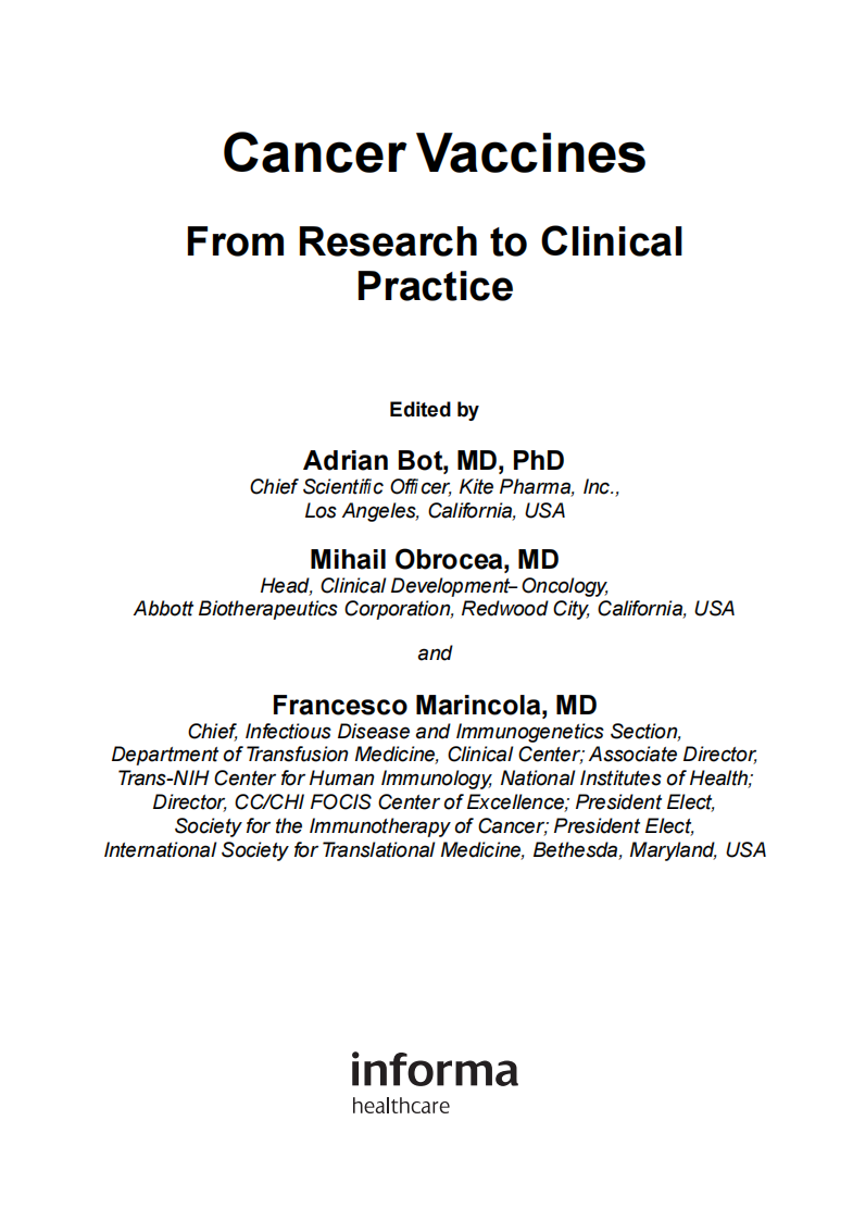 癌症疫苗：从研究到临床实践（2011高清英文版）Cancer Vaccines- From Research to Clinical Practice.pdf 第4页